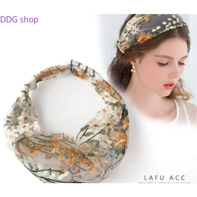 Women's Summer Wide Lace Headband, Trendy Embroidered White Floral Hair Accessory, Lightweight Headwrap for Hair Control, Outdoor & Vacation Daily Wear, Headbands for Women