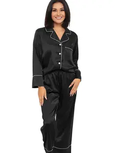 Satin Pajama Set | Long Sleeve Loungewear 2-Piece