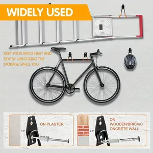 Durable Heavy-Duty Metal Tool Hook, Wall-Mounted Garage Organizer, Ideal for Ladders & Bikes, Industrial-Strength Storage Solution