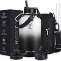 Hydropal 64oz Portable Stainless Steel Insulated Water Bottle Flask - Wide Mouth Double-Wall Vacuum Thermo, BPA-Free with Chug & Straw Lids, Paracord Carrier Tumbler for Hiking, Mens Gifts for Him Boyfriend Unique Cool Gifts Outdoor Stuff for Adults