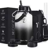 Hydropal 64oz Portable Stainless Steel Insulated Water Bottle Flask - Wide Mouth Double-Wall Vacuum Thermo, BPA-Free with Chug & Straw Lids, Paracord Carrier Tumbler for Hiking, Mens Gifts for Him Boyfriend Unique Cool Gifts Outdoor Stuff for Adults