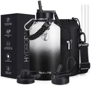 HydroPal 64oz Stainless Steel Insulated Water Bottle with Chug Lid & Straw Wide Mouth Double-wall Vacuum Thermo Flask BPA Free Food Grade Material Paracord Carrier