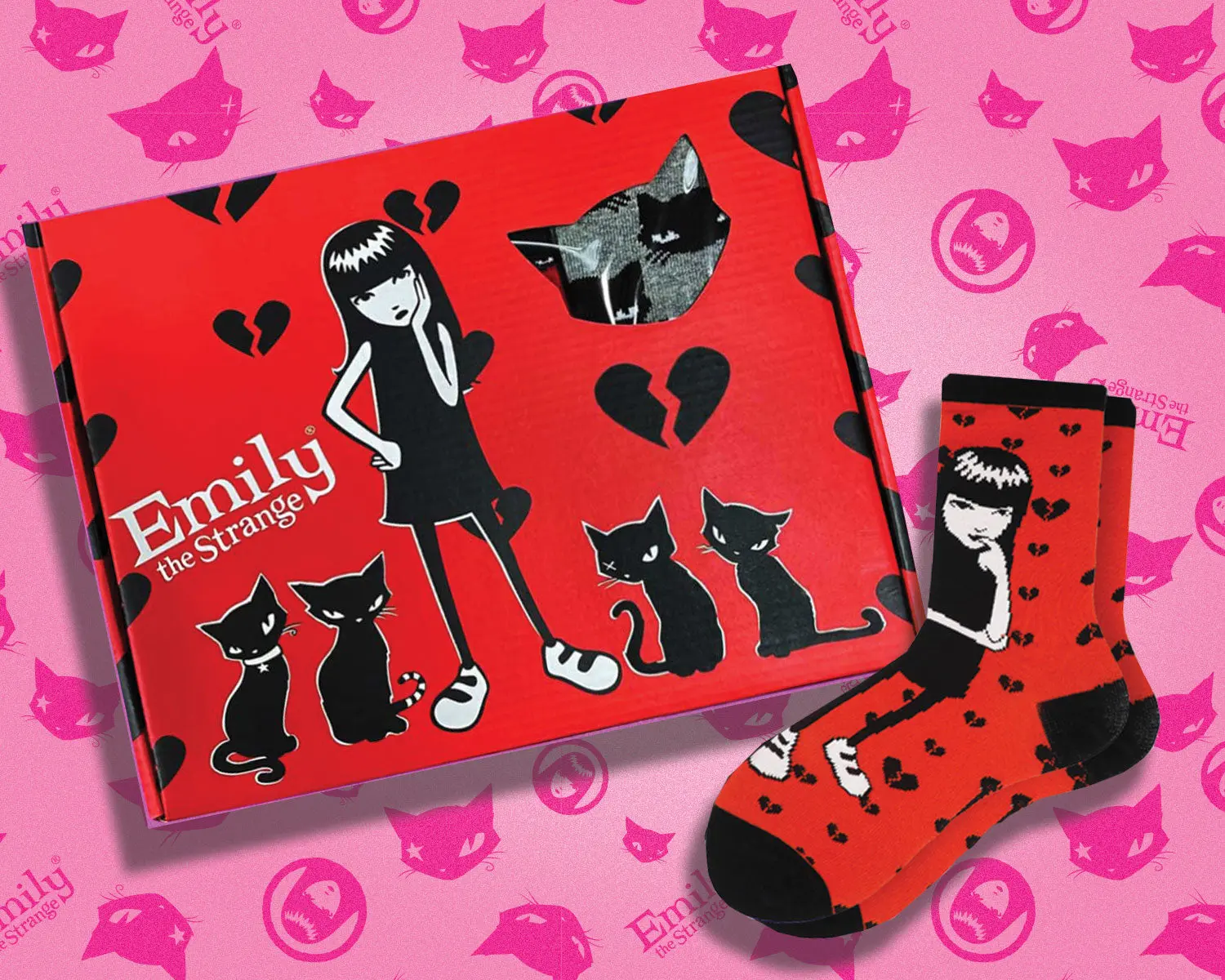 [Emily the Strange] Women’s Good Nightmares Crew Socks Gift Box – 12 Pair
