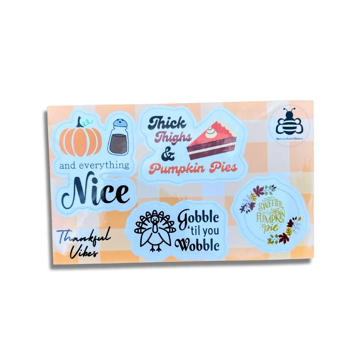 Thankful Vibes Thanksgiving Vinyl Sticker Sheet great for Planners, Journaling, Scrapbooking, Bullet Journals, Water Bottles, etc