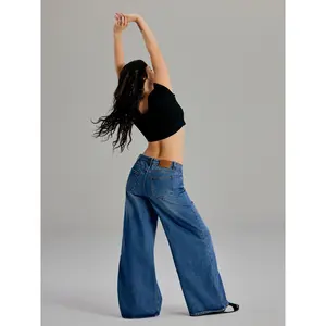 Cider Women's Low-Rise Baggy Jeans | Wide Leg Design with Functional Pockets for Casual Wear, School & Daily Work Essentials