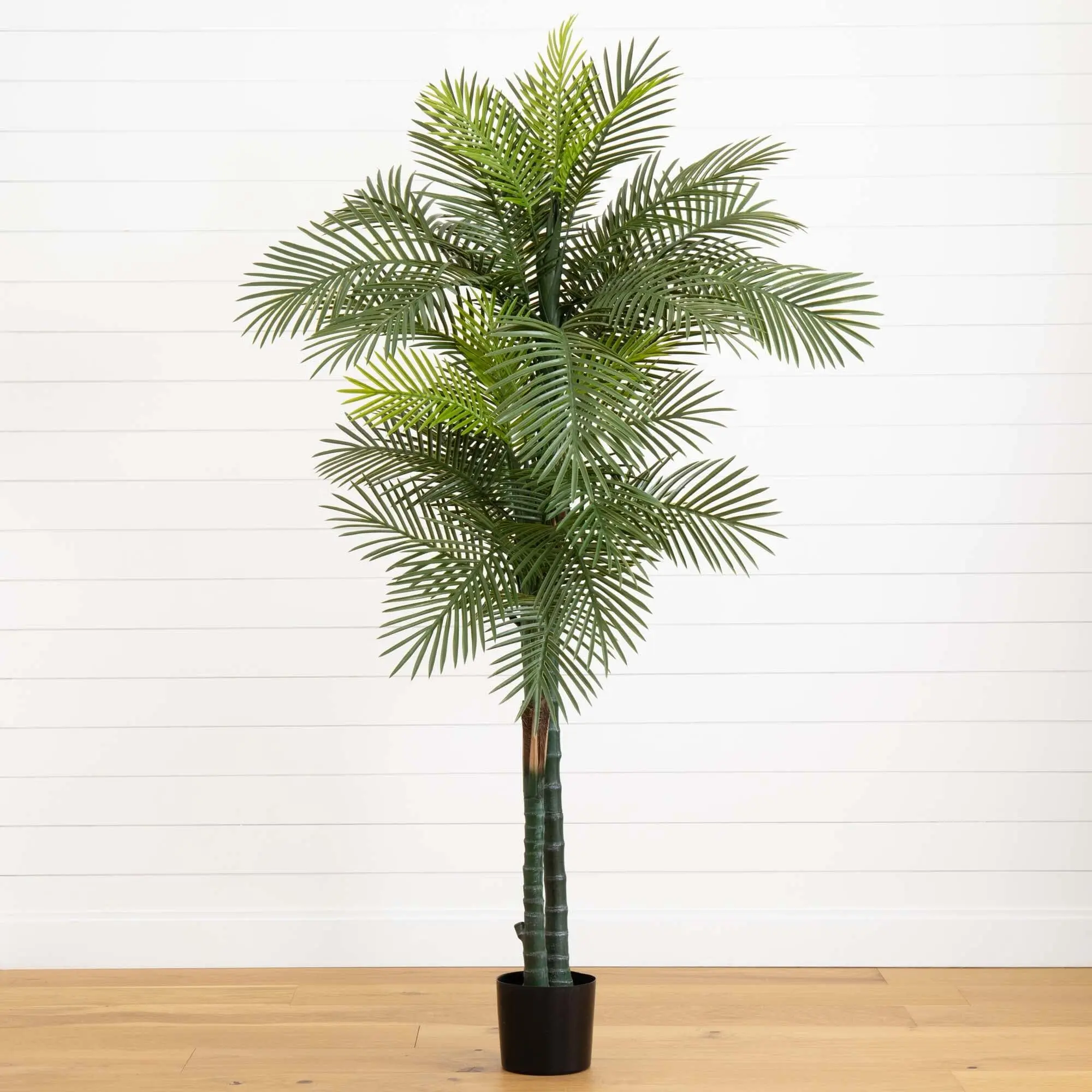 7 ft UV-Resistant Artificial Double Robellini Palm Tree - Long-Lasting Synthetic Tropical Decorative Plant for Indoor/Outdoor Use, Lounge, Home Decor, Indoor Plants, Artificial Trees