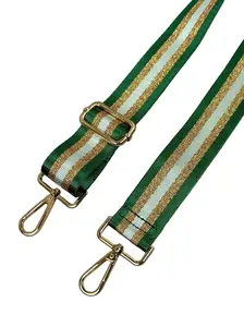 Adjustable Crossbody Strap - Green & Gold Striped