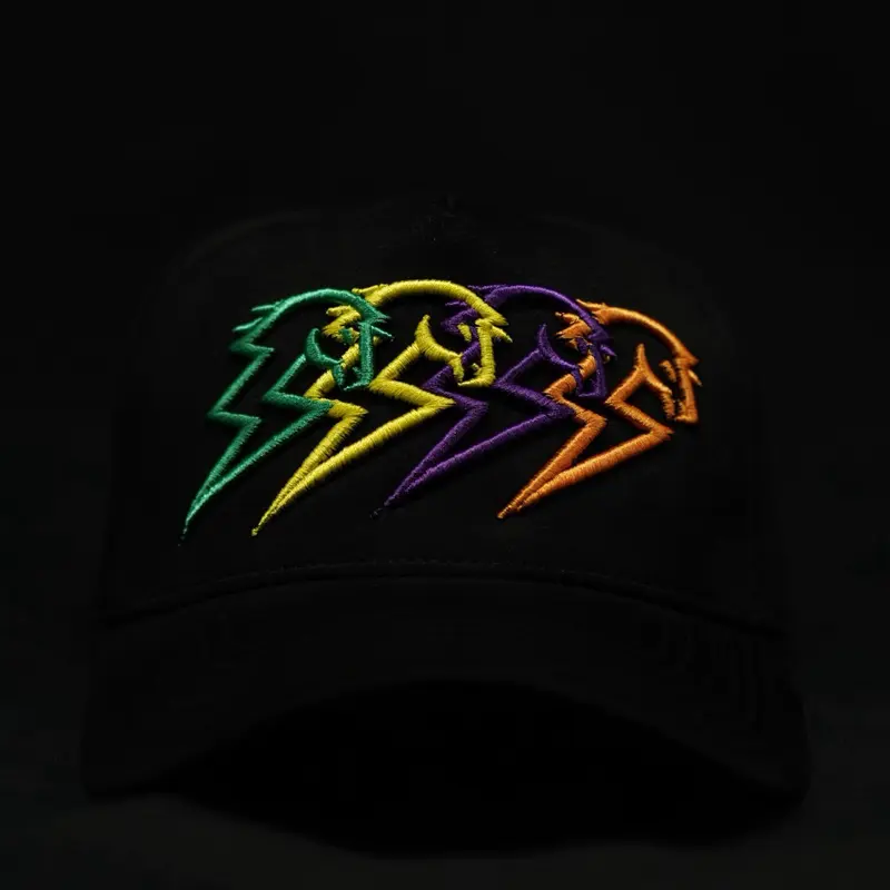 Rancho Trueno Baseball Cap Snapback with Colorful Lightning Embroidery Design Black Adjustable Hat trend hat