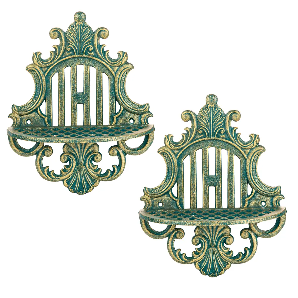 Sungmor 2PC Floating Shelves for Wall, Beautiful Victorian Style Cast Iron Wall Mounted Shelf, Pretty Pattern Wall Hanging Shelves Decoration, Living Room Bedroom Wall Display Ledges, Two Piece Sets