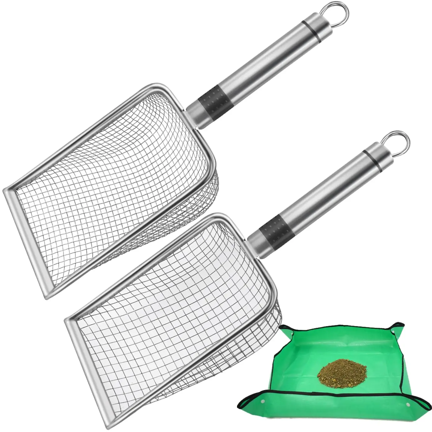 Soil Sifter For Gardening  Sieve Compost With Repotting Mat 3.8/5mm Mesh Garden Shovel Rocks Sand Dirt Ideal Small-scale Sieving