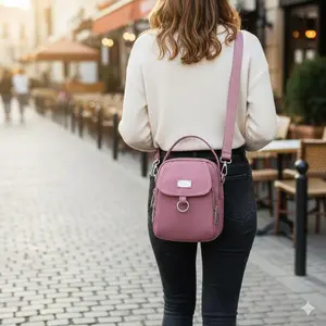 Lightweight Water-Resistant Nylon Crossbody Sling Bag for Women - Versatile Organizer for Students, Outdoor Commute, Shopping, with Adjustable Strap, Durable Zipper, Layered Storage & Comfortable Design, Trendy Daily Accessory