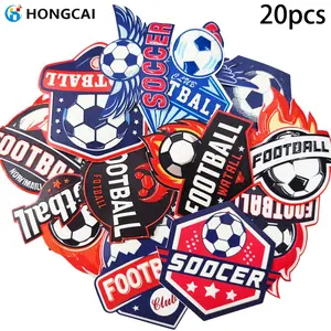 20pcs 3D Embossed Football Heat Transfer Stickers, UV Relief Printing, Customizable Decorative Labels for Sports Jerseys, Backpacks, Fashion Clothing