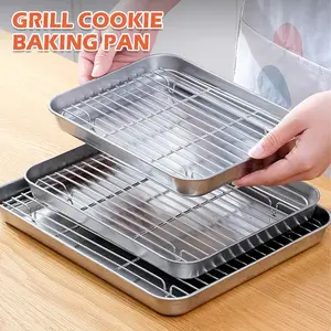 2026 NEW Baking Sheets and Racks Set Stainless Steel Baking Sheet Chef Baking Sheet with Wire Rack Set for Oven and Dishwasher Non Toxic Heavy Duty Cooling Rack Set