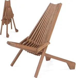 VINGLI FSC Acacia Wood Folding Outdoor Chairs,Weather-Resistant Wooden Folding Chairs Patio Chair Furniture Comfy Adirondack Chairs Lounge Chair for Deck Fire Pit Porch Camping,Up to 350LBS