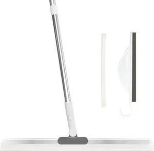 Heavy Duty Squeegee Broom for Floor & Glass - Durable Rubber Wiper with 8" Blade for Garage, Deck, Bathroom, Shower, Window Cleaning