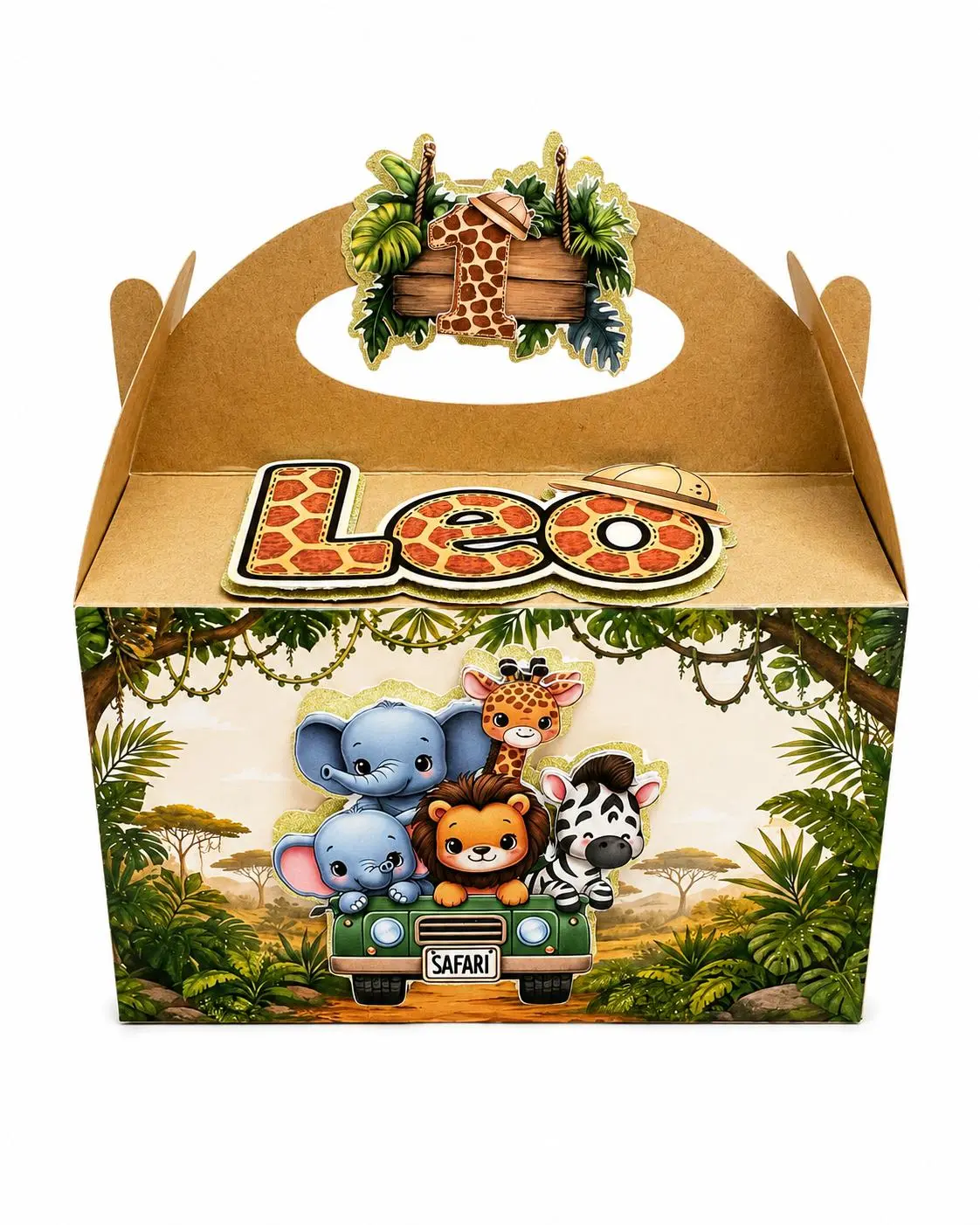 Personalized Safari Party Favor Boxes | 3D Handmade Candy Boxes | Jungle Birthday Treat Boxes | Set of 12