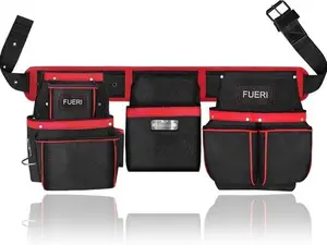 FUERI 23-Pocket Heavy Duty Nylon Tool Belt Bags Set for Men | Durable Pouches with Belt for Carpenters, Framers, Electricians & HVAC Pros | Add to Cart | Buy Now