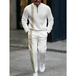 Men's two-piece set, trendy new style, zipper pullover long sleeved fashionable sportswear set, paired with drawstring pants casual set, suitable as holiday gift, Christmas, Halloween zipperRAIMENTRY