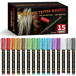Reusable Temporary Tattooes Drawing Pens 15 Assorted Shades Perfect for Role Play School Activities and Home Decor Reusable Tattooes Marker Set