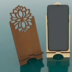 Floral Phone Stand Desktop Decor, Wooden Phone Holder, Aesthetic Design, Non-Obstructive Desk Phone Stand Decoration