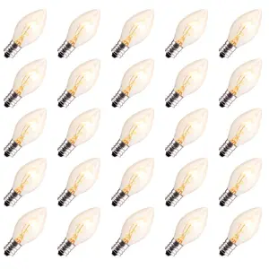 25 Pack Clear Christmas Light Bulbs, E12 Candelabra Base, 5 Watt for String Lights, Replacement C7 Incandescent Bulbs