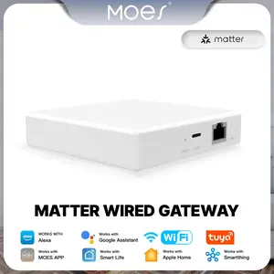 MOES Tuya Matter ZigBee Gateway, Smart Home Hub Wired Bridge, Support SmartThings, Homekit and Smart Lif, Require 2.4GHz WiFi