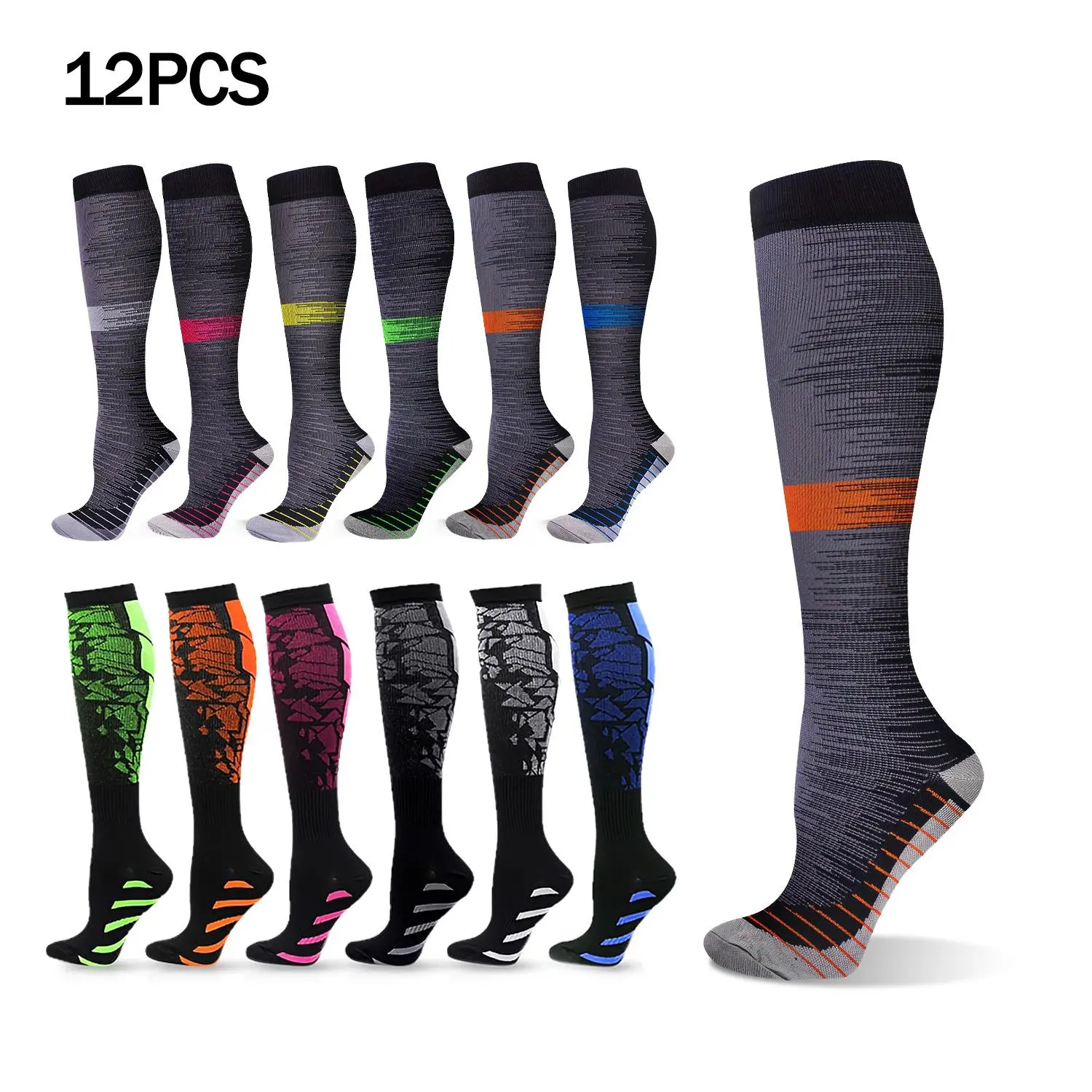 6/12 Pack Copper Compression Socks for Women and Men Circulation Best Support for Running Nursing Athletic Leg Relief Cycling
