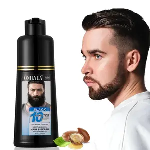 3-in-1 Black Beard Dye, Simpler Color for Men’s Beard Mustaches, Easy Apply, Healthy Facial Hair Dye & Natural Herbal Ingredients Haircare Cover White