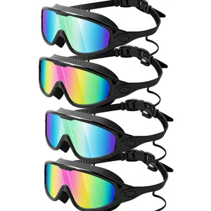 Memorialday Swim Goggles 2 Pcs for Ages 3-12+, Kids Youth, Anti-Fog UV Protection Anti-Shattered Lens Wide View Pool Goggles