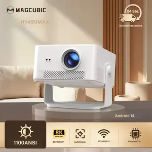 Magcubic HY450MAX 1100ANSI Projector 8K Decode Auto Focus 12W Speaker HDR10+ Android 14.0 Dual WiFi6 BT5.4 Fully Automatic Keystone 1.0:1 Throw Ratio Screen Recognize & Automatic Obstacle Avoidance Home Cinema, Movienight