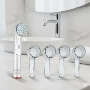 Oral B Electric Toothbrush Travel Case Set: 4 Replacement Brush Heads, Waterproof Portable Storage, Compatible with Oral B Toothbrush Heads - Perfect for Travel Accessories, Teeth Cleaning Tool