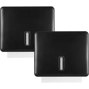 2-Pack Multifold Paper Dispenser Wall (Black) – Large Capacity C-Fold, Trifold, and Folded Hand Holder for & Restroom – or Screw Mounted