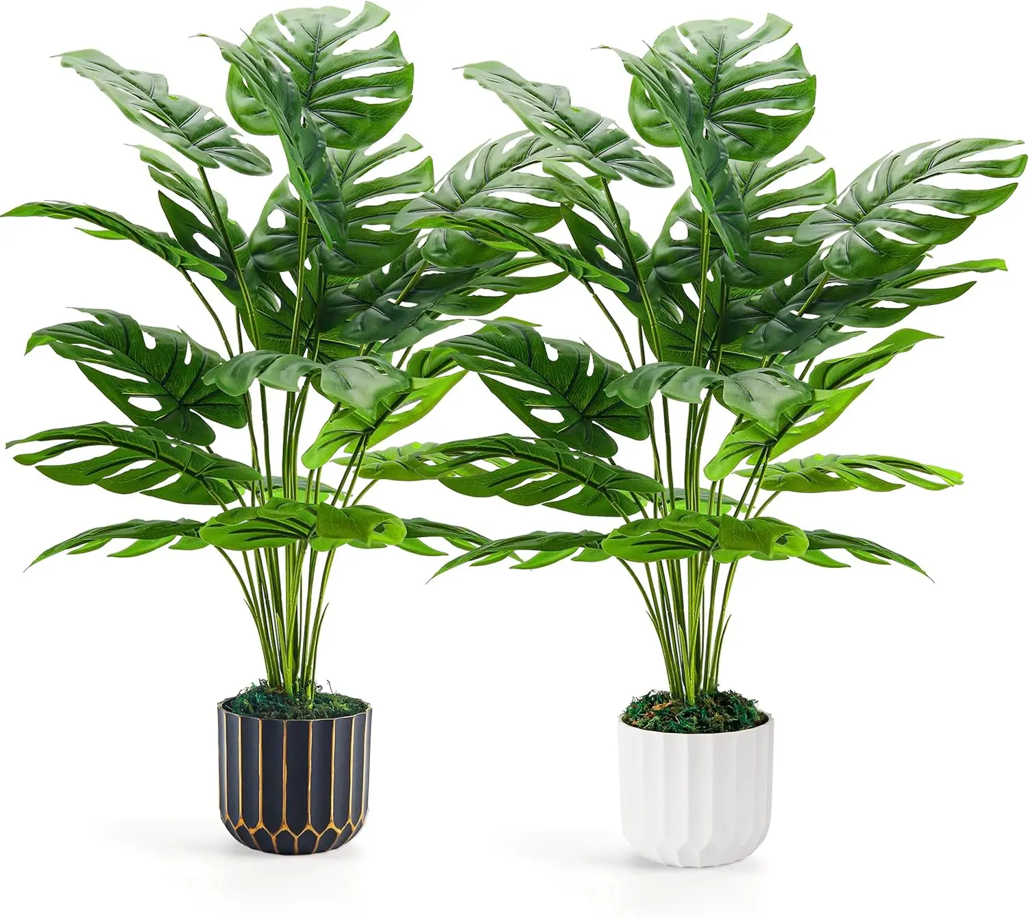 Der Rose 2-Pack 28'' Tall Artificial Monstera Fake Plants, Nature-Infused Farmhouse Decor for Indoor Living Room Home Decorative Pot Accents for New Home Corners, Apartment Living Room & Moving Season Decor, summerwins Mid Year Sale