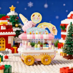 Over 150-piece Mini Vending Cart Building Block Set - DIY Holiday Gift for Kids and Adults, Flower Building Block Toy, Festive Blooming Bouquet Decoration and Creative Puzzle Toy, Bricks (Christmas Gift, New Year Gift, Birthday Gift)