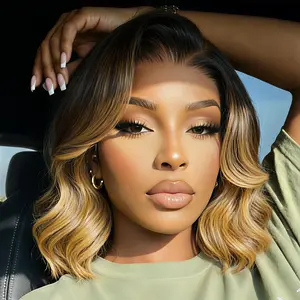 【NEW】Nadula 13x4 Lace Front 1B/30 Dark Root with Warm Brown Highlights Soft Barrel Curls French Bob Style Put On And Go Wig TikTokShopSpringGlowUp Greenish