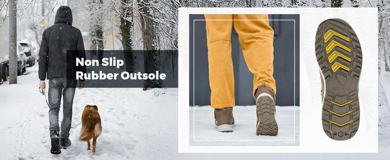 FitVille Mens Snow Boots Extra Wide Width Slip On Winter Boots Shoes Water Resistant Outdoor Warm Lined