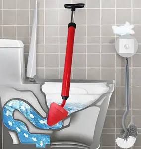 Heavy Duty Stainless Steel Toilet Plunger,High-Pressure Toilet Plunger Set, All-in-One Bathroom Plunger and Toilet Brush Combo. Heavy-duty air drain unclogger delivers strong suction to clear clogged toilets, bathroom drains and blocked pipes efficiently