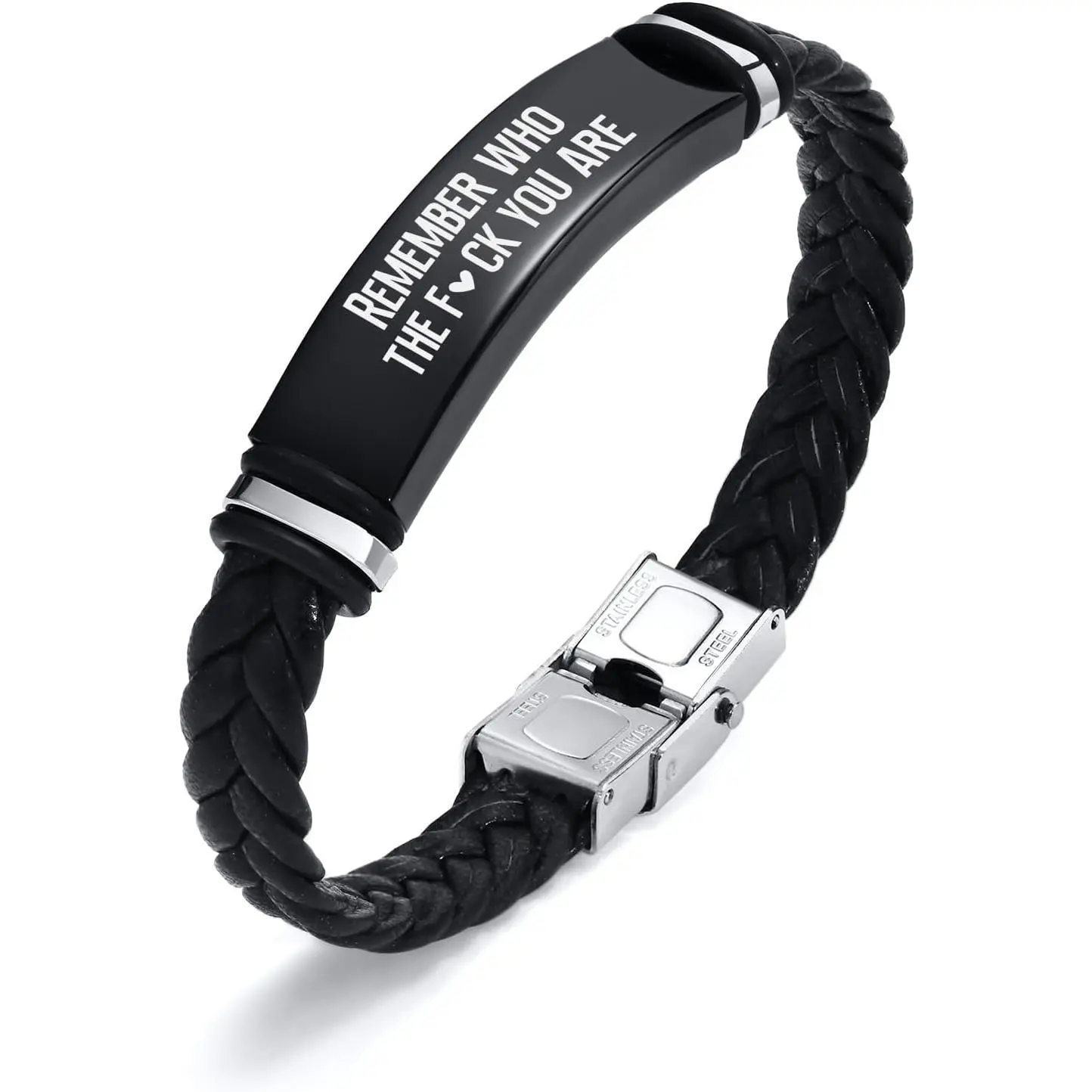 Leather Bracelet Sobriety Gifts  Men : Inspirational Quote/Bible Verse Engraved Braided Black Mens Bracelet  Him, Customized Religious Christian Gift Jewelry  Son/Dad/Boys/Boyfriend/Husband