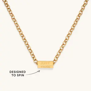 Little Words Project - Just Take Your Time Spinner Necklace | 14K Gold Plated, Affirmation Spinner | Mindfulness Necklace