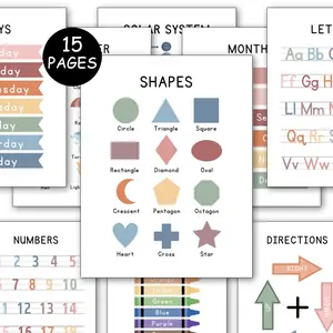 Montessori Education Posters Set, 12 Colorful Classroom Decorations, Early Learning Wall Art, Preschool Learning Materials for Kids' Study Room & Game Room