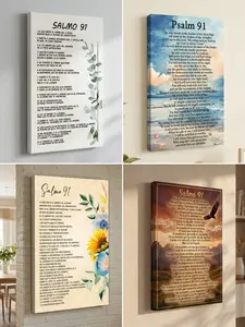 Aesthetic Psalm 91 / Salmo 91 Canvas Poster - Multiple Styles (Landscape, Floral, Angel), High-Quality Scripture Wall Decor, Spiritual Room Transformation, Christian Aesthetic Art