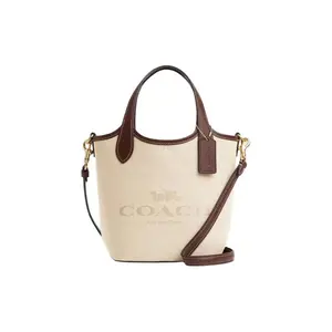 COACH Hanna 18 Logo Magnetic Buckle Canvas And Leather Bucket Bag For Women