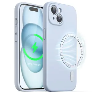 JETech Magnetic Silicone Case for iPhone 15 Series, Compatible with MagSafe, Phone Cover with Camera Lens Full Protection