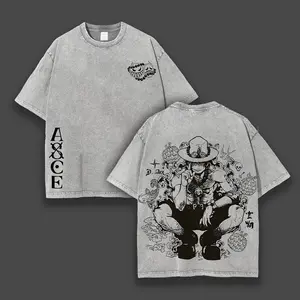 ACE x One Piece Vintage Tee – Anime Double Printed Oversize Lightweight Acid Washed Tee, Graphic Tee, Anime Merch Fan, Outfits Men