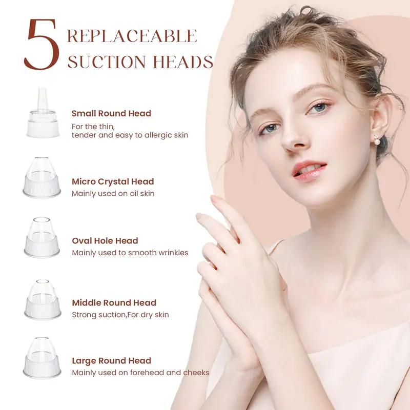 Electric Blackhead Cleaner, 1 Box USBRechargeable Facial Pore Cleaner with5 Cleansing Tips & 4 Counts Acne Acne