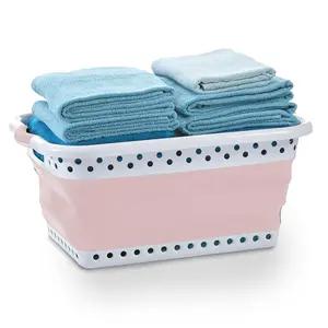 Pop & Load Large Collapsible Laundry Basket - Pink Portable Pop Up Hamper with Comfort Grip Handles, 10.5 Gallons
