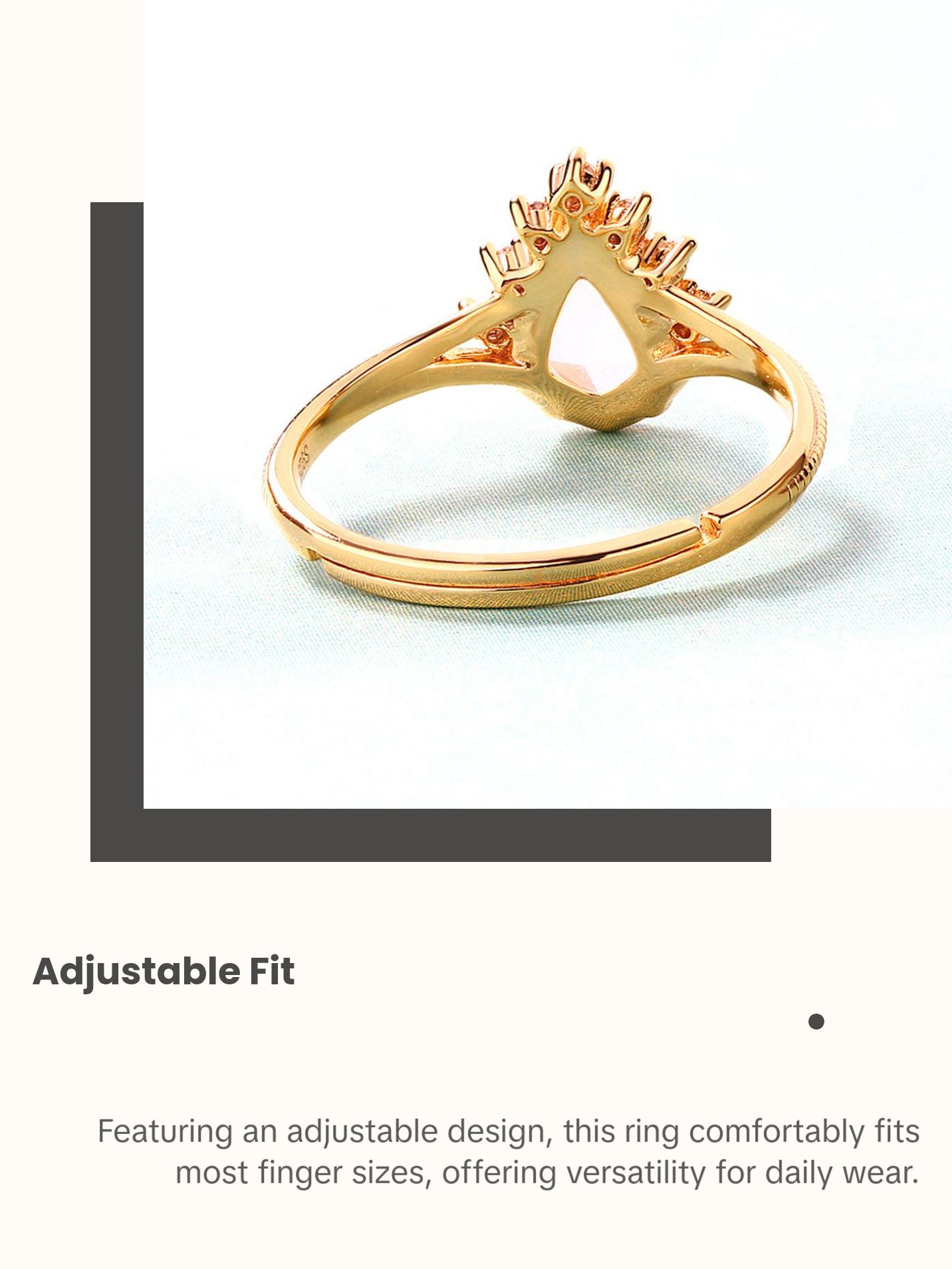 Rose Quartz Pear Cut Adjustable Ring