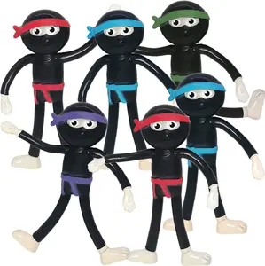 Bendable Ninja Figures, Set of 12, Bendable Ninja Toys for Kids, Ninja Party Favors for Boys and Girls, Stress Relief Fidget Toys for Kids, Goodie Bag Stuffers, and Pinata Fillers