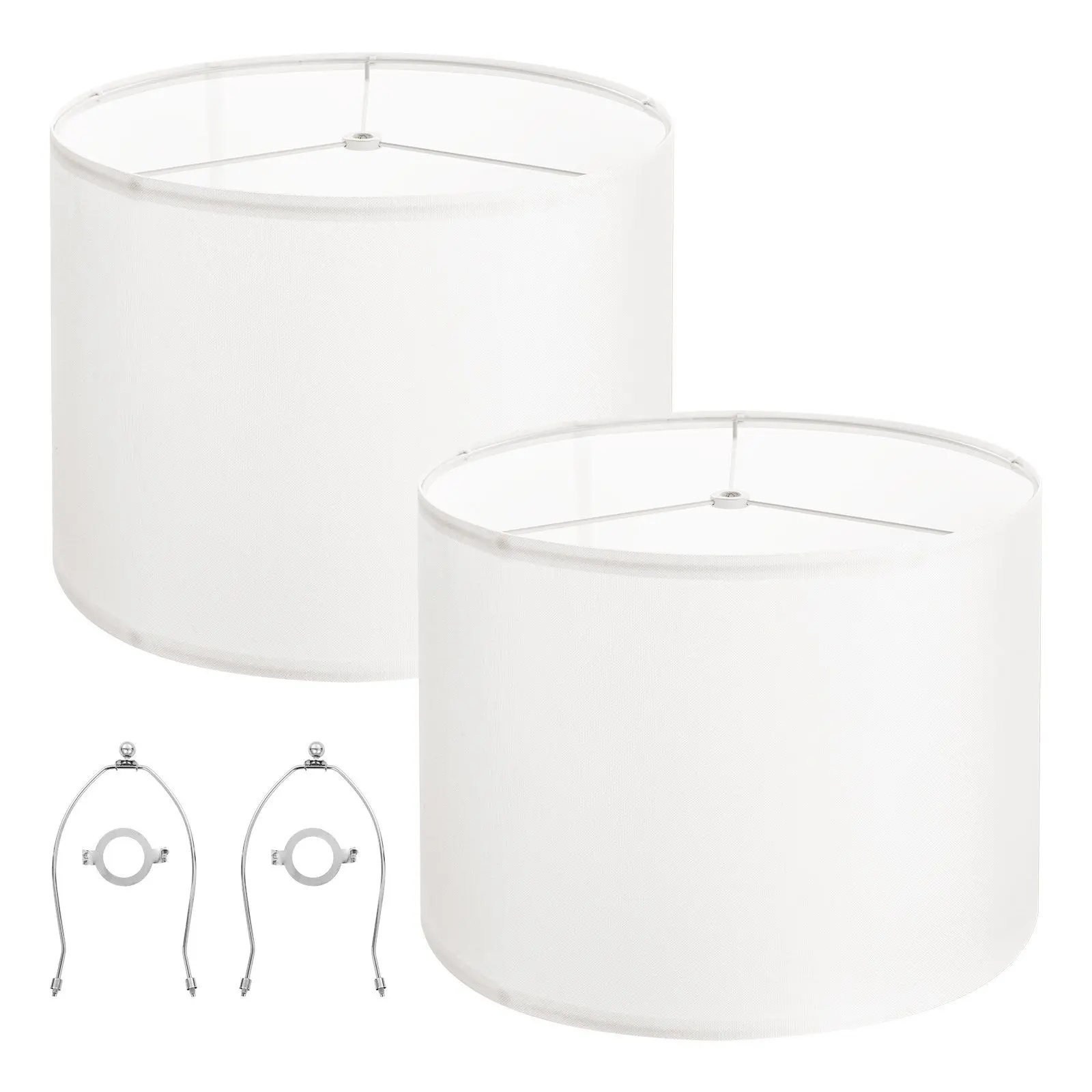 VEVOR Drum Lamp Shade 2 Set 16 x 16 x 12 in Round Lampshade with Harp (Off-white)