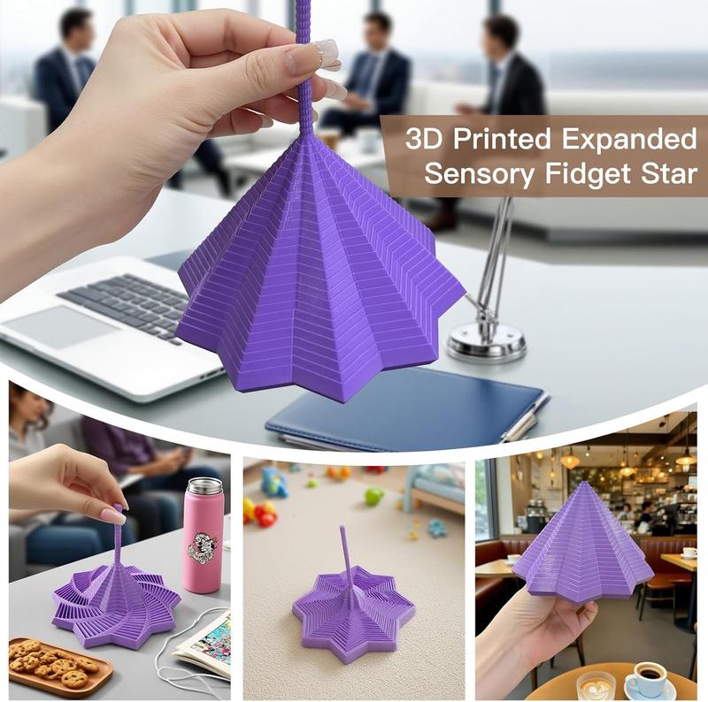 3D Printed Fidget Star Spinner – Mesmerizing Sensory Stress Relief Toy for Focus & Anxiety, Fun Desk Gadget for Office, Classroom, or Gift for Fidget Lovers